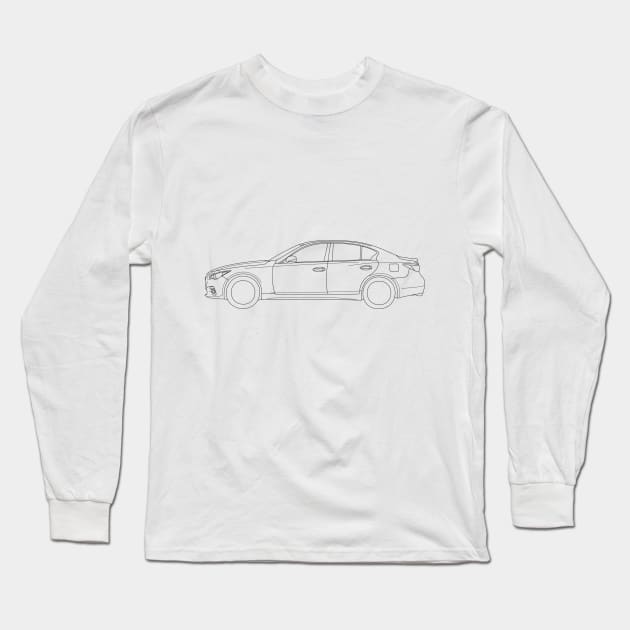 Infiniti Q50 Lineart (Side) Long Sleeve T-Shirt by BoombasticArt